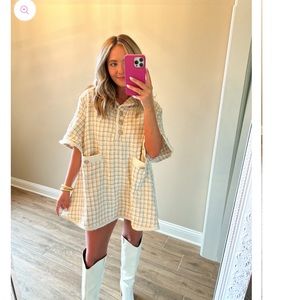 NWT size medium brown and white plaid dress. Sold out online multiple times